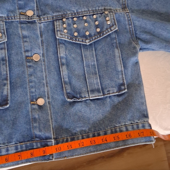 Nali Collection Blue Denim Crystal Studded Jacket Size S/M - Picture 12 of 14